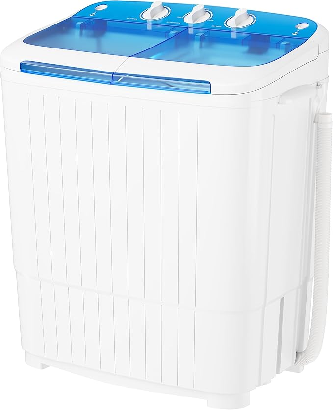 Superday Portable Washing Machine, 17.6lbs Mini Compact Twin Tub Washing Machine Laundry Compact Washer spinner Combo, Portable Washer Dryer Combo for Home/Apartment/Dorms/RV(Blue)