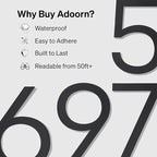 Adoorn 4 Inch Mailbox Numbers - Number 6, Black Color, Each Sold Individually, Premium Metal Self Stick Address Numbers, Weatherproof Mailbox Numbers for Outside