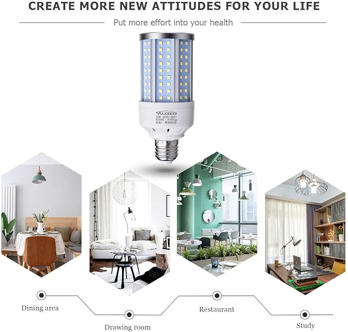 30W (200W Equivalent), Daylight, E26 Standard Base, LED Corn Light Bulb | 2-Pack