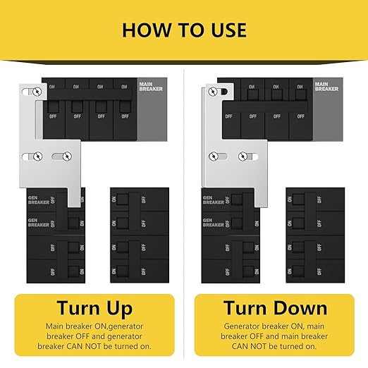 Generator Interlock Kit Compatible with GE General Electeric Vertical Main 150 and 200 Amp Panels,2 1/4"" Spacing Between Main and Branch Breakers,for Home Safety Interlock Kit