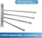 Bathroom Towel Rack JSVER 4 Arms Swivel Towel Holder, Towel Bar Wall Mounted, SUS304 Stainless Steel Space Saving Towel Rack, Towel Racks for Bathroom, Kitchen
