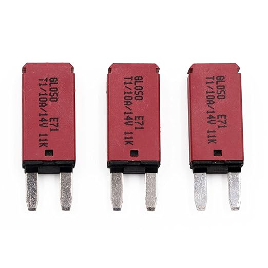 10A 12V Auto Reset Mini Fuse Circuit Breaker Low Profile ATM Car Blade Self Resetting Fuses Kit 10 Amp 12 Volt DC for Automotive Truck RV Boat and More, 3 Pack