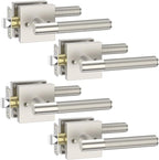 Asidrama 4 Pack Passage Brushed Satin Nickel Door Handles, Door Lever with Door Knobs Indoor for Bedroom or Bathroom, Brushed Satin Nickel Door Handles Interior with Locks for Left Right Sided Doors