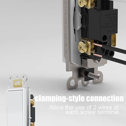 ThunderWay Single Pole Light Switch, Rocker Wall Light Switch, 15A 120/277V, Decorator On/Off Rocker Paddle Interrupter, UL Listed, White, 10 Pack
