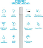 20 Pack 4FT LED T8 Type A+B Tube Lights, 24W, 5000K, Single or Double End Powered, Plug and Play or Ballast Bypass, 4 Foot T10 T12 Fluorescent Bulbs Replacement, Milky Cover