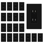 ENERLITES 20 Pack Black Decorator Receptacle with Screwless Wall Plate, Standard Electrical Wall Outlet, 15A 125V, Self-Grounding, 2-Pole, 3-Wire, 5-15R, UL Listed, 61502-TR-BKSID, Tamper Resistant