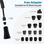 Hibbent Pull Down Kitchen Faucet Head Replacement, 3-Function NSF/ANSI/CAN 61 & CUPC Certified Sink Spray Nozzle, 15 Adapters, Compatible with Moen, Delta, Kohler Faucets, Matte Black