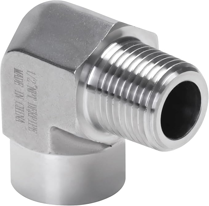 90 Degree Street Elbow - 1/2" NPT Male to 1/2" NPT Female Stainless Steel 304 Heavy Duty Forged Barstock Street Elbow Adapter Pipe Fitting (pack of 5)