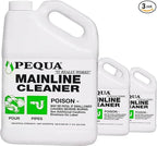 PEQUA INDUSTRIES Main Line Cleaner - Heavy-Duty Main Drain Opener for Drain Pipes, Sewer Lines and Septic Tanks, Dissolves Hairs and Organic Matter, Safe for All Septic Systems (1 Gallon (Pack of 3))