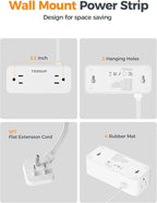 TESSAN 5 FT White Extension Cord, 900J Surge Protector Small Power Strip with 3 USB Ports (1 USB C), Flat Plug Power Strip, Mini Charging Station Suitable for Home Office Dorm