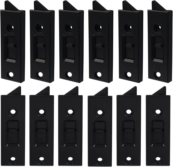 Window Latch Locks Replacement Window Parts and Hardware, Plastic Spring Loaded Sliding Window Tilt Latch for Home Window Accessories, Pack of 12 (Black)