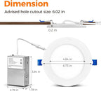 12 Pack 6 Inch LED Recessed Ceiling Light with Night Light, 2700K/3000K/3500K/4000K/5000K Selectable, 12W, Dimmable Canless Wafer Downlight, ETL, White