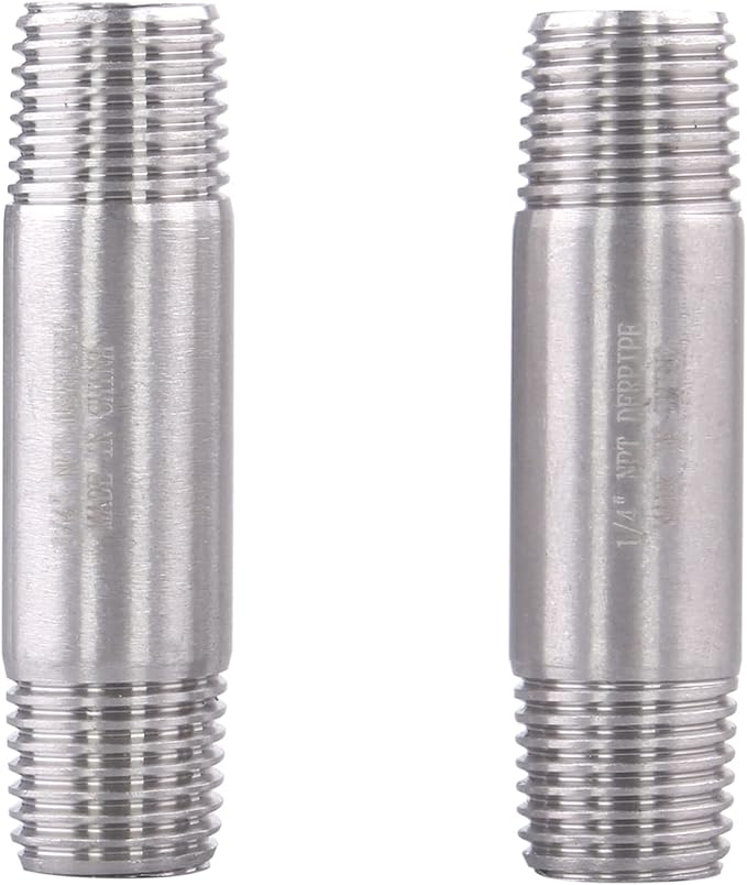 1/4" X 1/4" NPT Male Nipple Stainless Steel 304 Cast Pipe Coupling Fitting 2" Length (pack of 2)