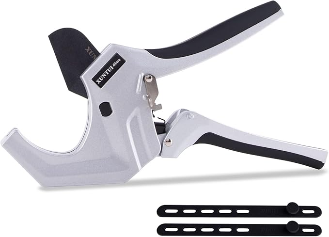 PVC Pipe Cutter for Sch 40 PVC Up to 2-1/2"Pipe Ratchet Pipe Cutter Pex Cutting Tool for Cutting PEX, PVC, PPR Plastic Hoses and Plumbing Pipe(Silver Gray, 64MM)