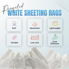 Recycled White Sheeting Cleaning Rags (50 lbs. Box) – Lint Free White Cotton Cloths for Manufacturing | Automotive | Janitorial | Shop Rags Bulk - Multipurpose