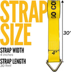 US Cargo Control 4" x 30' Winch Straps with D-Rings (10-Pack), 5,400 LBS Working Load Limit, Heavy Duty Flatbed Tie Downs, Yellow 4 Inch Straps for Flatbed Trailers, Trucks, and Cargo Securement