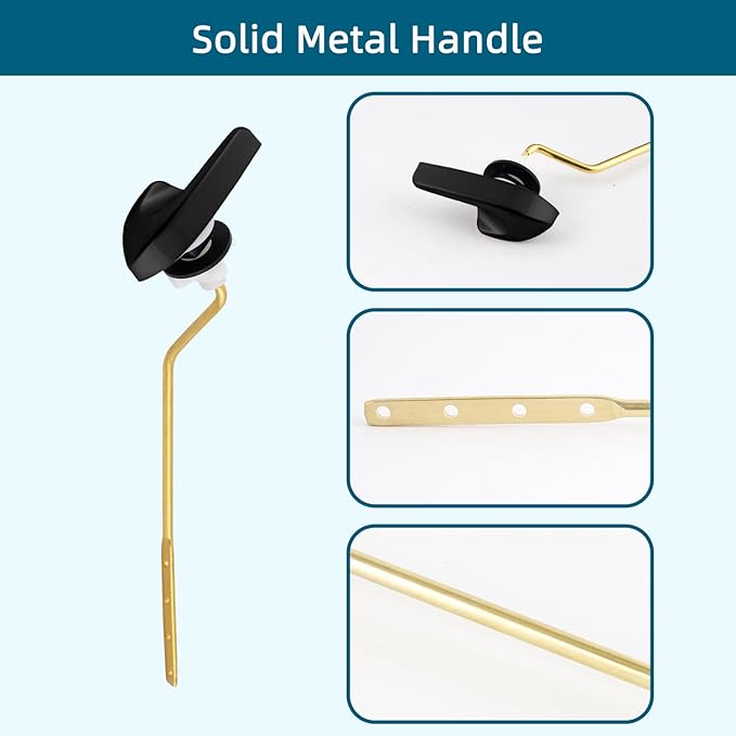 2Pack Universal Side Mount Toilet Handle Replacement Kit Compatible with Kohler K-GP30324-CP/Glacier Bay Toilet with Flapper Chains, Metal Toilet Flusher Lever, Matteblack