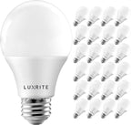 LUXRITE A19 LED Bulb 60W Equivalent, 3000K Soft White, 800 Lumens, Dimmable Standard LED Light Bulbs 9W, Enclosed Fixture Rated, Energy Star, E26 Medium Base - Indoor and Outdoor (24-Pack)