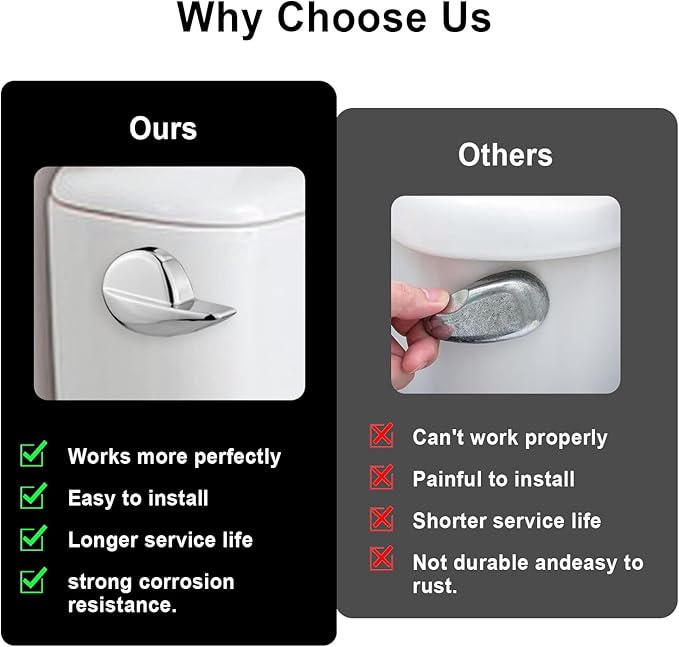 2-Pack Toilet Handle Replacement Parts Kit Compatible with TOTO THU068#CP Trip Lever for St743S St406 St707 St454E St743E St706 Toilet Trip Lever Side Mount Toilet Flush Handle for Kohler Toilet Tank