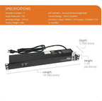 Tecmojo 1U Rack-Mount Horizontal 8-Outlet Power Strip UL Listed PDU with Surge Protection 6ft Cord Power Distribution for IT and Network Server Racks