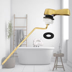 Hibbent Universal Metal Side Mount Toilet Handle Replacement Kit, Brass Toilet Flush Tank Lever with Stainless Steel Flapper Chains for Most Toilets, Brushed Gold