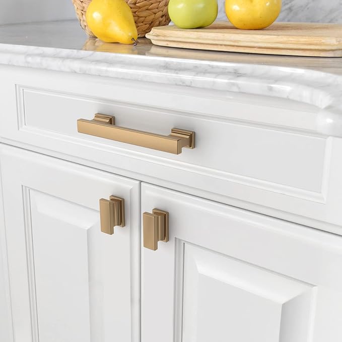 Asidrama 10 Pack 3.75 Inch(96mm) Champagne Bronze Kitchen Cabinet Handles, Brushed Brass Cabinet Pulls Gold Kitchen Cabinet Hardware for Cupboard Drawer Pulls