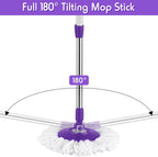 Spin Mop Replacement Handle 360 Degree Spin Mop Pole Handle Replacement Rotating Telescopic Stick for Head Replace Spinning Household Cleaning Accessories for Home(Purple)