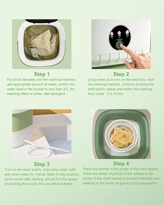 Portable Washing Machine,Mini Washer 16L Washer,Small Clothes Folding Washing Machine Of Underwear, Baby And Small Delicates, 3 Cleaning Modes Suitable For Home Apartments Dormitories, Hotels