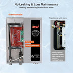 Tankless Water Heater Electric 27kW at 240 Volt, ThermoMate On Demand Instant Hot Water Heater Up to 6.4GMP, Self-Modulating Energy Saving for Residential Indoor Shower, Draw 114Amp