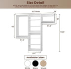 ROOMTEC Modular Closet System, 102" Wall-Mounted Closet Organizer with Hanging Rods, Modern Wooden Tower for Walk-In Closets, Wardrobe Storage Kit, White