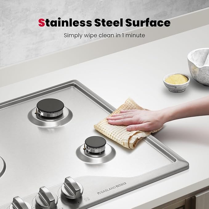 GASLAND Master 36 Inch Gas Cooktop with Griddle PRO GH3905SS1FC with 5 Burners,CSA certified, 120V Plug-in, NG/LPG Convertible