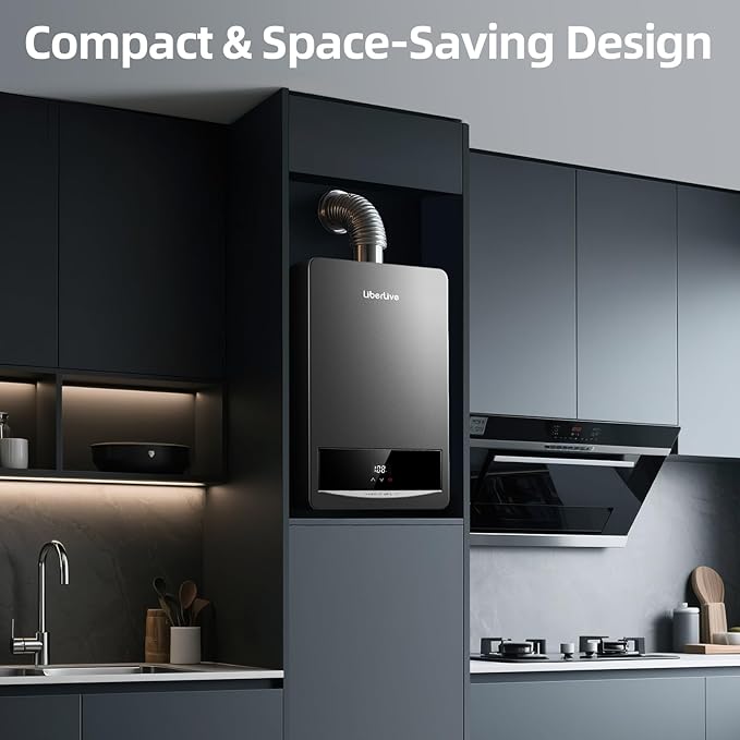 Natural Gas Tankless Water Heater, Indoor Max 3.6 GPM, 85,000 BTU On Demand Instant Hot Water Heater Natural Gas with LED Temperature Control Panel, 1/2" NPT Connector Size, CSA Certified, Gray