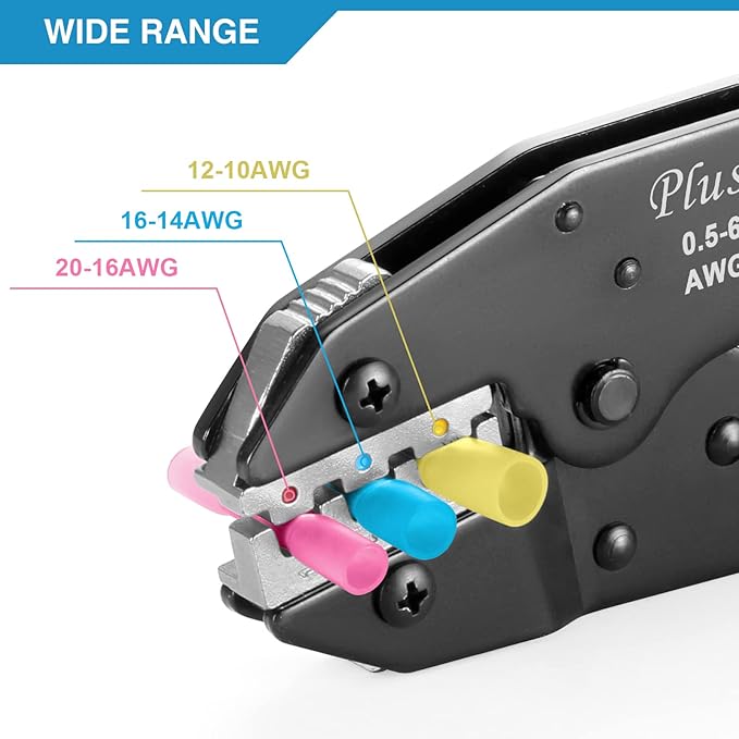 Crimping Tool for Heat Shrink Connectors AWG22-10, Ratcheting Wire Terminal Crimper - Crimping Pliers - Electrical Crimping Tool