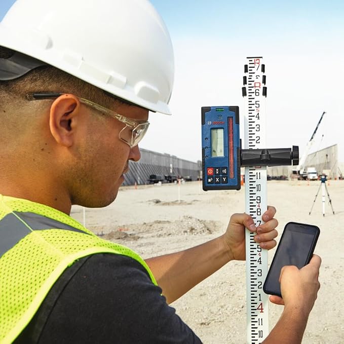 BOSCH GRL4000-80CHV REVOLVE 18V Connected Self-Leveling Horizontal/Vertical Rotary Laser, Includes CORE18V 4 Ah Battery & Charger, Receiver, Wall Mount, Remote Control, Carrying Case, & Accessories