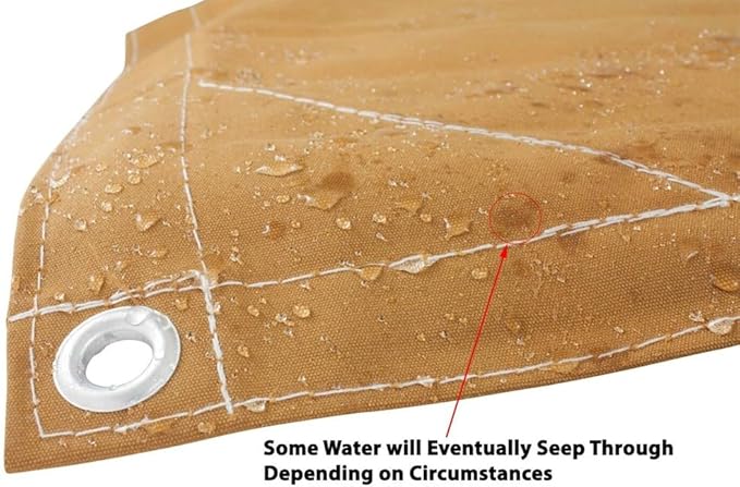 Mytee Products 7' x 9' Tan 12oz Canvas Tarp with Grommets - Water Resistant - Heavy Duty Canvas Tarps - Multipurpose Tarpaulin Cover for Canopy Tent, Roof, Camping, Semi Trucks & Cargo