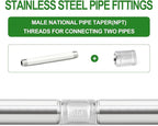 TAISHER 2PCS Stainless Steel Pipe Fittings, 1/2" NPT Male x 1/2" NPT Male Threaded, 10" Length Thickened Nipple Cast Pipe