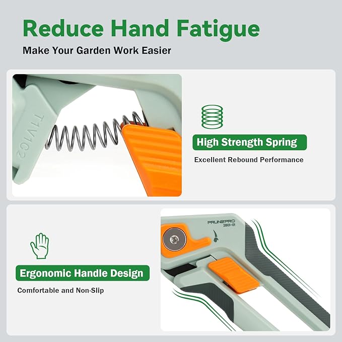 PrunePro 8" Professional Pruning Shears for Gardening Bypass Hand Pruner Stainless Steel Sharp Garden Scissors Plant Flower Rose Garden Clipper - 3 Pack