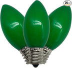 25 Pack C9 LED Replacement Christmas Light Bulbs, E17 Base Led Bulb Outdoor Christmas Lights, Waterproof Commercial Grade Holiday Decoration Replacement Bulbs for String Lights (Green)