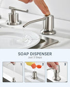 APPASO 2 Handle Kitchen Faucet, 3 Hole Kitchen Sink Faucet with Soap Dispenser, High Arc Brushed Nickel Stainless Steel 4 Hole Faucet for Kitchen Sink