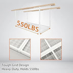 Kojem 3x6 Overhead Garage Storage Rack, 22'' to 40" Adjustable Heavy Duty Garage Ceiling Storage Racks Storage Organization System, 550LBS Weight Capacity, White,Heavy Duty Steel