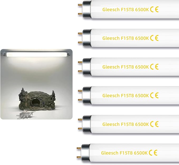 15W 18" T8 Linear Fluorescent Light Tube Bulb, 1.5 Feet F15T8 DL Medium Bi-Pin G13 Base 6500K Daylight 6 Pack