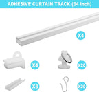 64Inch Adhesive Curtain Track, Self-Adhesive Ceiling Mount Wall Mount Track