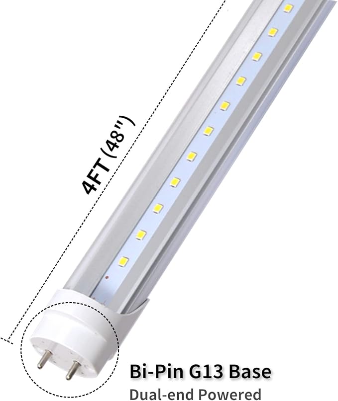 4FT LED Tube Light, T8 T10 T12 LED Bulb, 32W(60W Equivalent) 4160LM, 5000K Daylight, Clear Cover, Medium Bi-Pin G13 Base,4 Foot Fluorescent Tube Replacement (12 Pack)