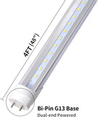 4FT LED Tube Light, T8 T10 T12 LED Bulb, 32W(60W Equivalent) 4160LM, 5000K Daylight, Clear Cover, Medium Bi-Pin G13 Base,4 Foot Fluorescent Tube Replacement (12 Pack)