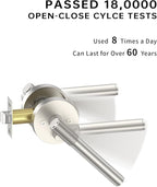 Asidrama 1 Pack Passage Brushed Nickel Door Handles, Door Lever with Door Knobs Indoor for Bedroom or Bathroom, Heavy Duty Door Handles Interior with Locks for Left Right Sided Doors