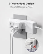 TROND Multi Plug Outlet Extender 2 Pack - Surge Protector Outlet with 4 Grounded Sockets, 3 Way Angled Plug Splitter, 900J, Multiple Wall Adapter for Home Office Travel Dorm Room, White