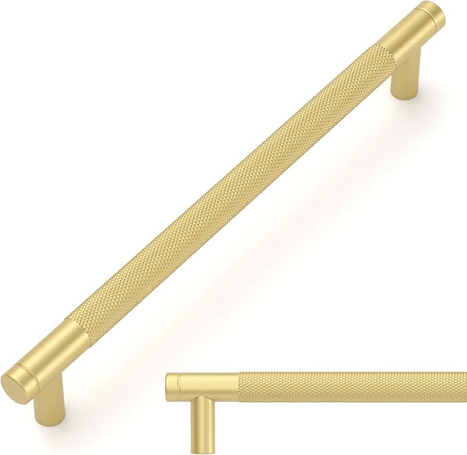 Amerdeco 10 Pack Brushed Gold Cabinet Pulls 7.5 Inch(192mm) Hole Center Drawer Pulls Cabinet Hardware Kitchen Cabinet Handles for Bathroom ZH0031