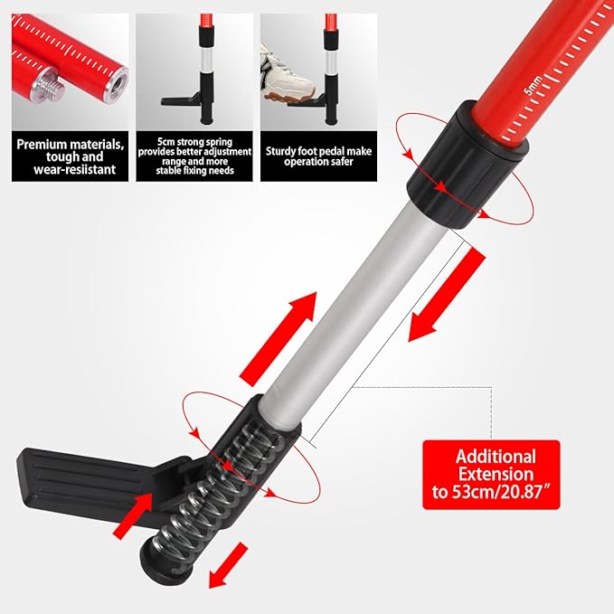 MOETER Laser Pole, 12FT/3.7M Adjustable Laser Level Pole with Tripod and 1/4''-20 Mount for Rotary and Line Rotary Lasers, Telescoping Laser Level Tripod with 5/8"-11 Thread Adapter