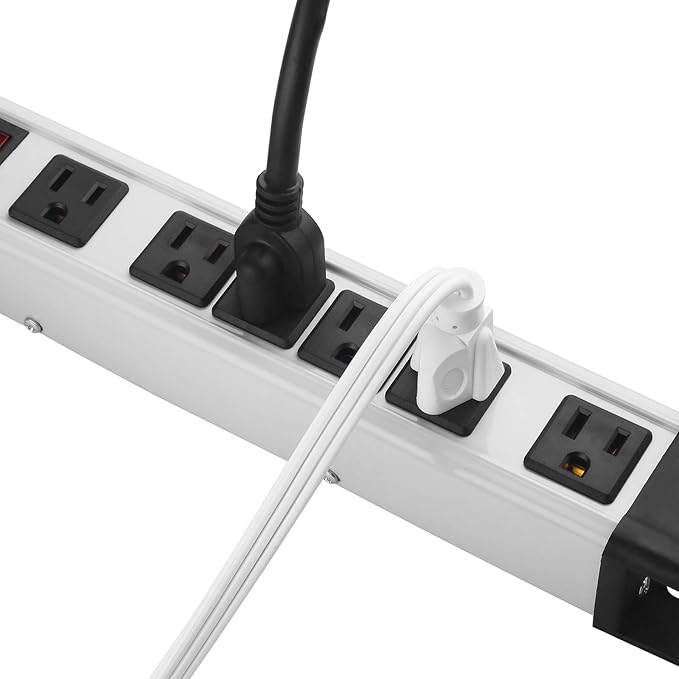 Heavy Duty Surge Protector Power Strip - 6 Outlet Industrial With 15A, Shop Workshop Garden Metal, 6FT Cord, 1200 Joules, ETL Listed (15FT, Grey)