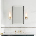 XiNBEi Lighting Sconces Wall Lighting, 1 Light ADA Wall Sconce, Vintage Bathroom Vanity Light with Tube Glass Satin Brass Finish for Kitchen & Corridor XB-W1185-SB